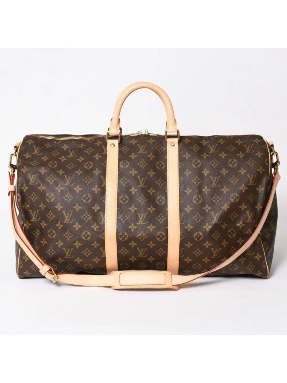 Louis Vuitton Monogram Keepall Bandouliere 55 2-Way Boston Bag Brown Canvas